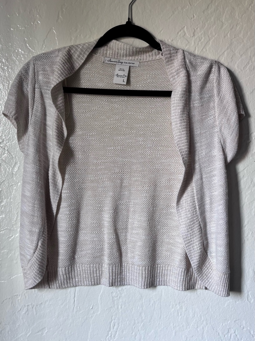 Light Beige Open Front Women’s Cardigan - Size L